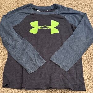Under Armour Kids' Charcoal and Bright Green Long Sleeve Tee